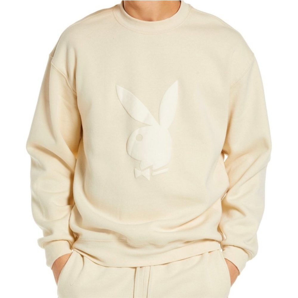 Cream Playboy crewneck, size L.